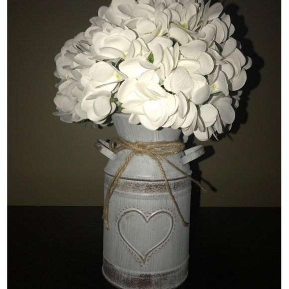 Decorative Metal Vase Farmhouse Decor Rustic Cottage Mantel Table Decoration Can - Picture 7 of 10